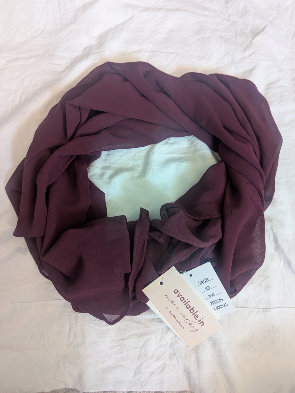 NWT David's Bridal Wine Colored Sheer Shoulder Wrap One Size